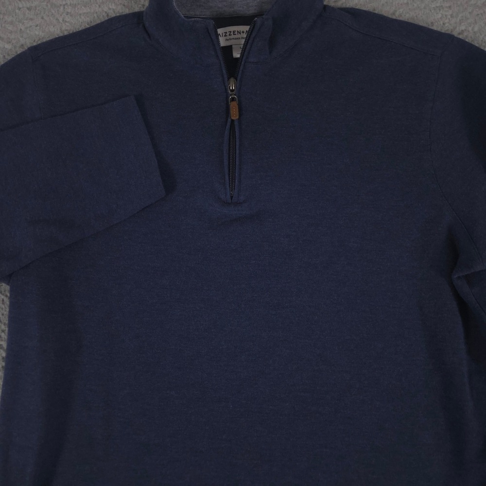 Mizzen+Main Sweater Mens Large Blue Stanton Pullover Cotton Modal Quarter Zip